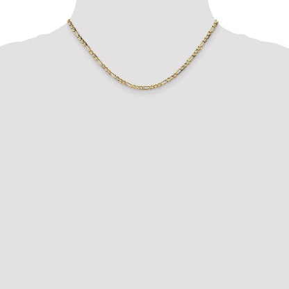 16 Inch 10k Yellow Gold 3.5mm Semi-Solid Figaro Chain Necklace