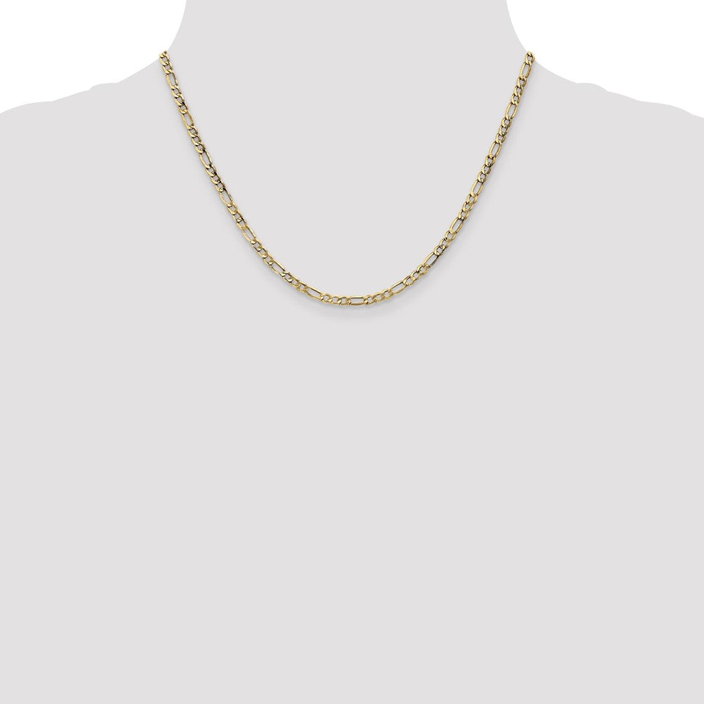 18 Inch 10k Yellow Gold 3.5mm Semi-Solid Figaro Chain Necklace