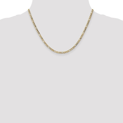 18 Inch 10k Yellow Gold 3.5mm Semi-Solid Figaro Chain Necklace