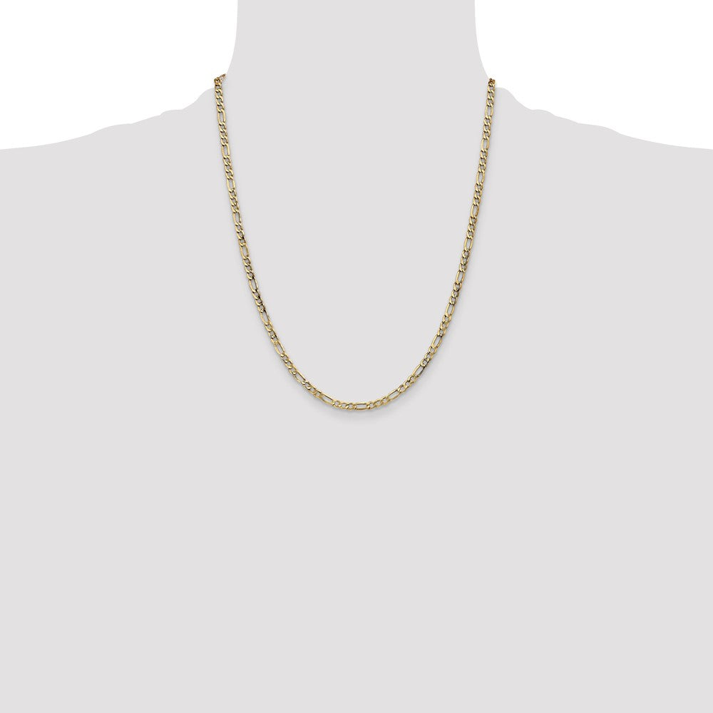 22 Inch 10k Yellow Gold 3.5mm Semi-Solid Figaro Chain Necklace