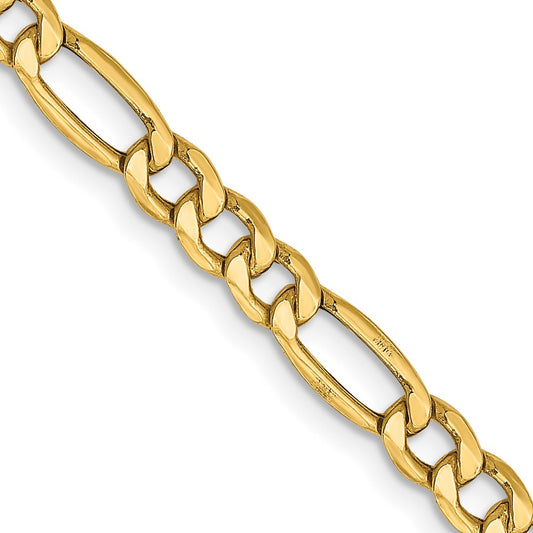 18 Inch 10k Yellow Gold 4.2mm Semi-Solid Figaro Chain Necklace