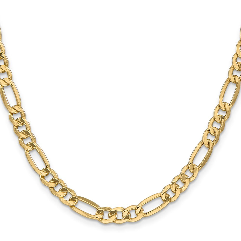10k Yellow Gold 6.25mm Semi-Solid Figaro Chain Necklace