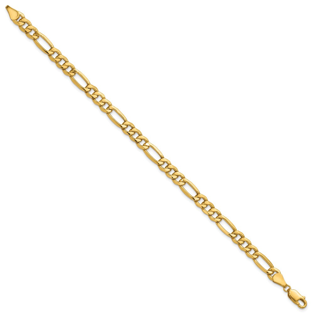 8 Inch 10k Yellow Gold 6.25mm Semi-Solid Figaro Chain Bracelet
