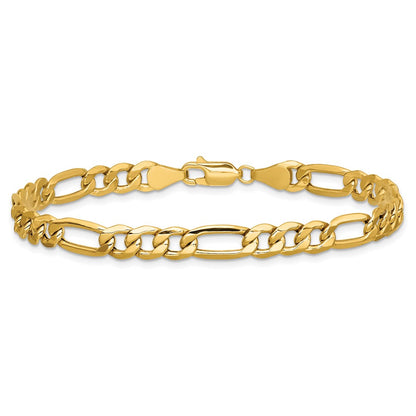 7 Inch 10k Yellow Gold 6.25mm Semi-Solid Figaro Chain Bracelet