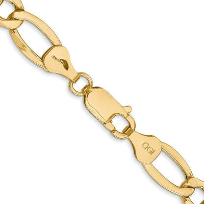 18 Inch 10k Yellow Gold 7.3mm Semi-Solid Figaro Chain Necklace