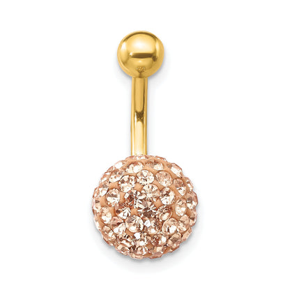 10k Yellow Gold W/Champagne Crystal Ball Belly Dangle