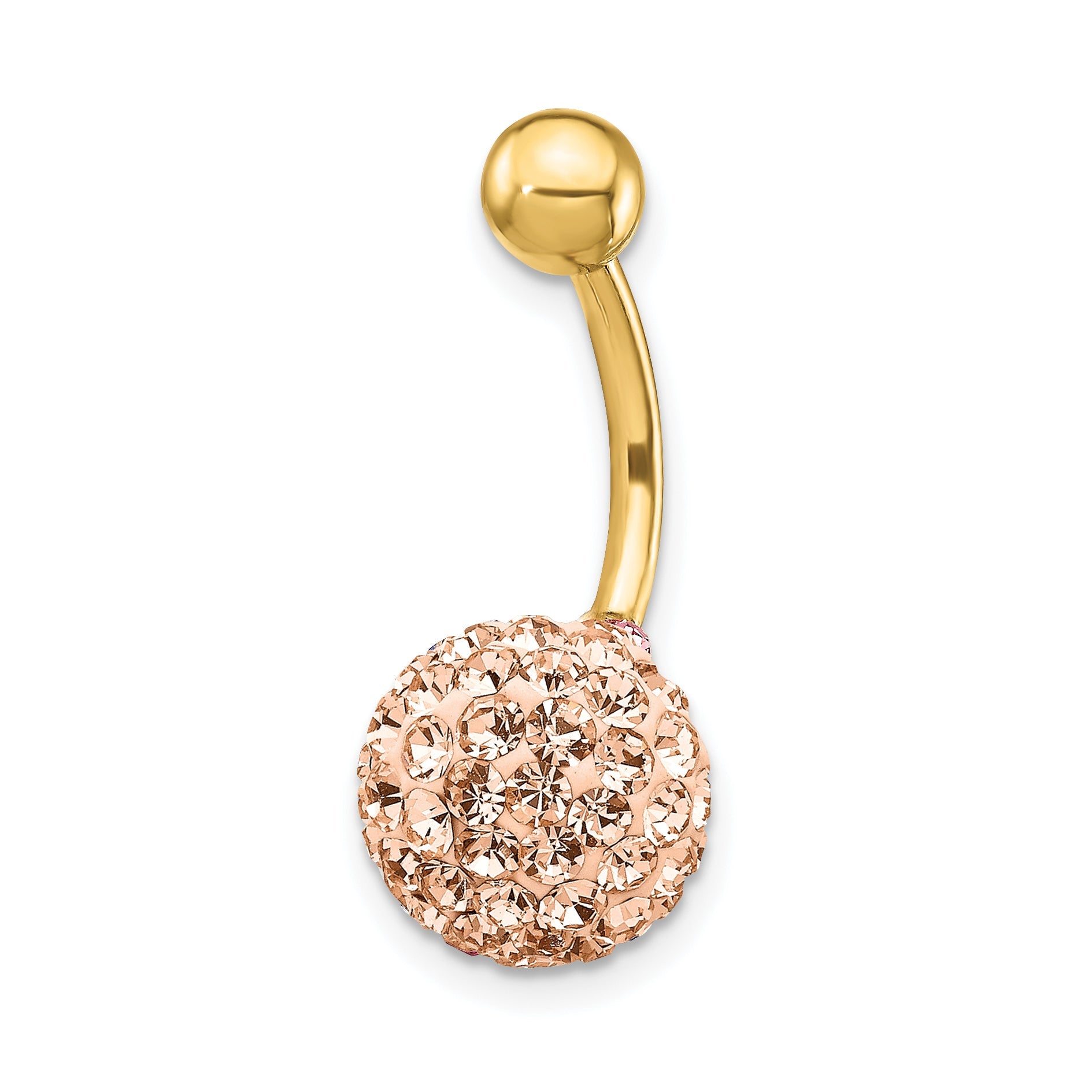 10k Yellow Gold W/Champagne Crystal Ball Belly Dangle
