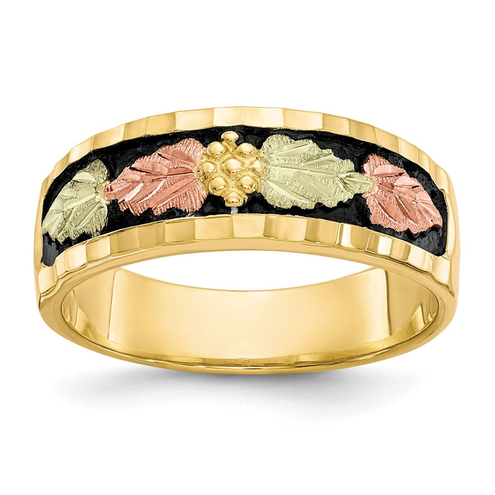 10k Tri Color Tri-color Black Hills Gold Men's Antiqued Ring