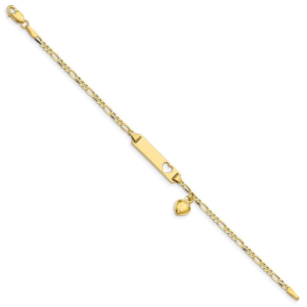 10k Yellow Gold Figaro Link ID Bracelet