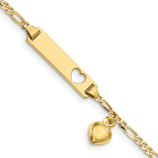 10k Yellow Gold Figaro Link ID Bracelet