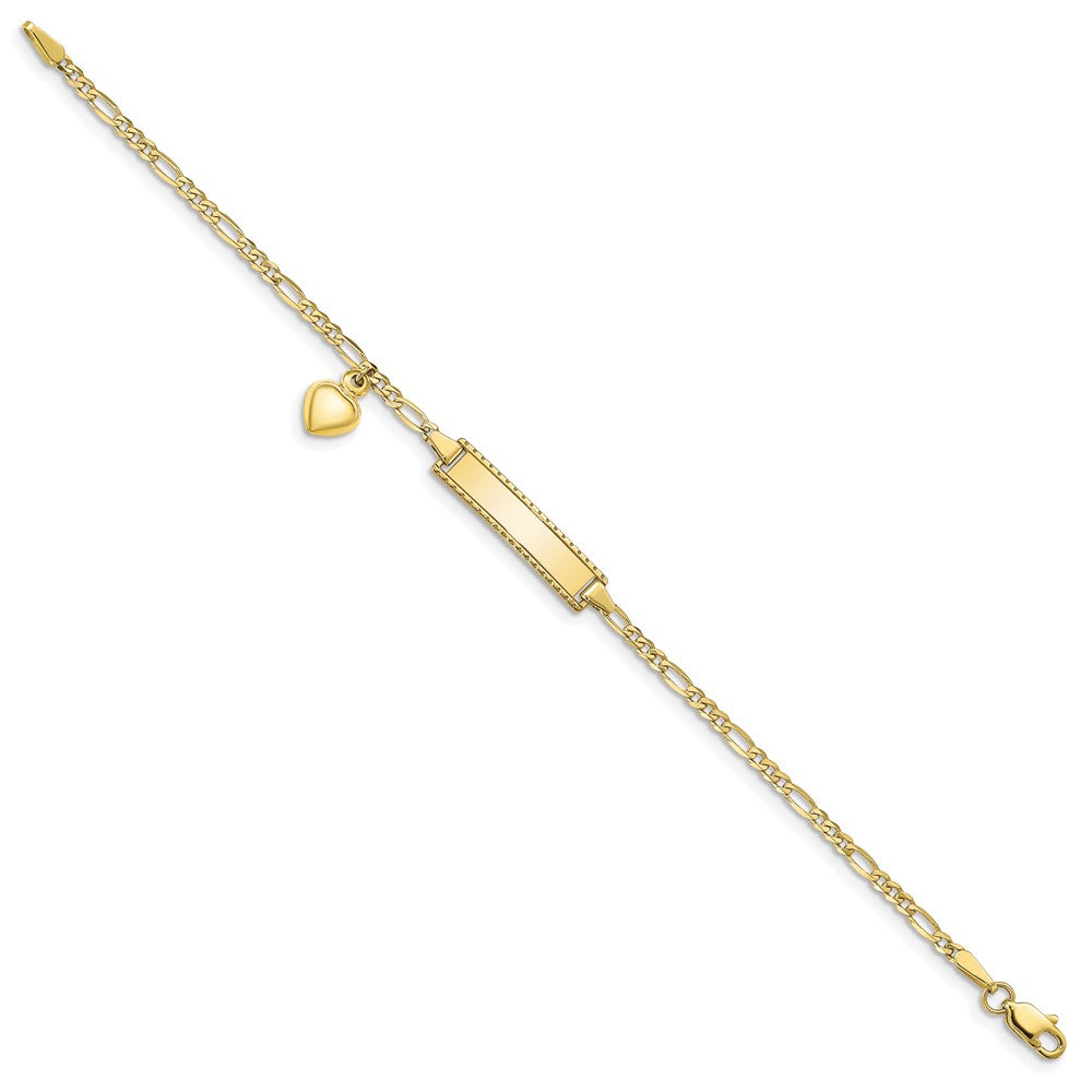 10k Yellow Gold Figaro Link ID Bracelet
