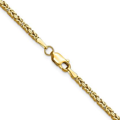 3 Inch 10K Yellow Gold 10K 2mm Byzantine Chain Necklace