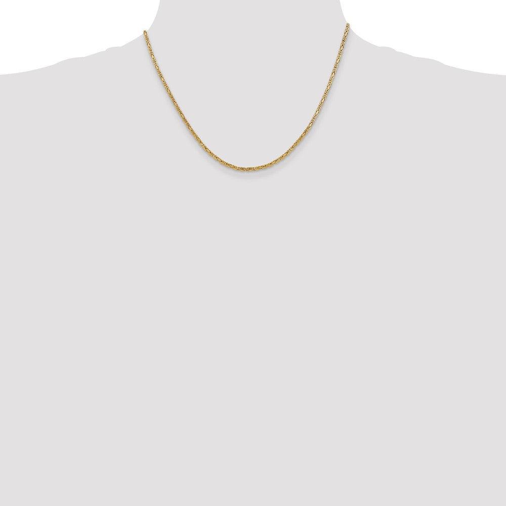 18 Inch 10K Yellow Gold 10K 2mm Byzantine Chain Necklace