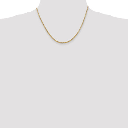 18 Inch 10K Yellow Gold 10K 2mm Byzantine Chain Necklace