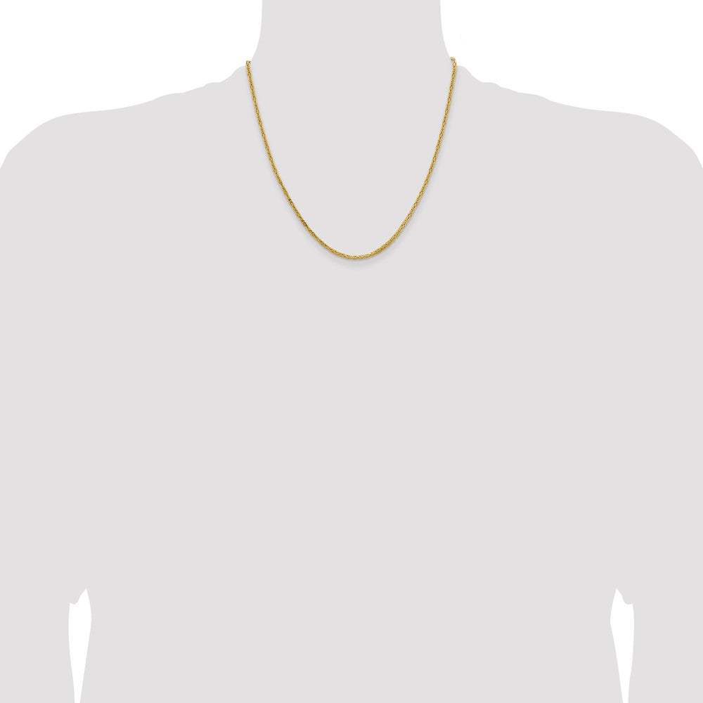 2 Inch 10K Yellow Gold 10K 2mm Byzantine Chain Necklace