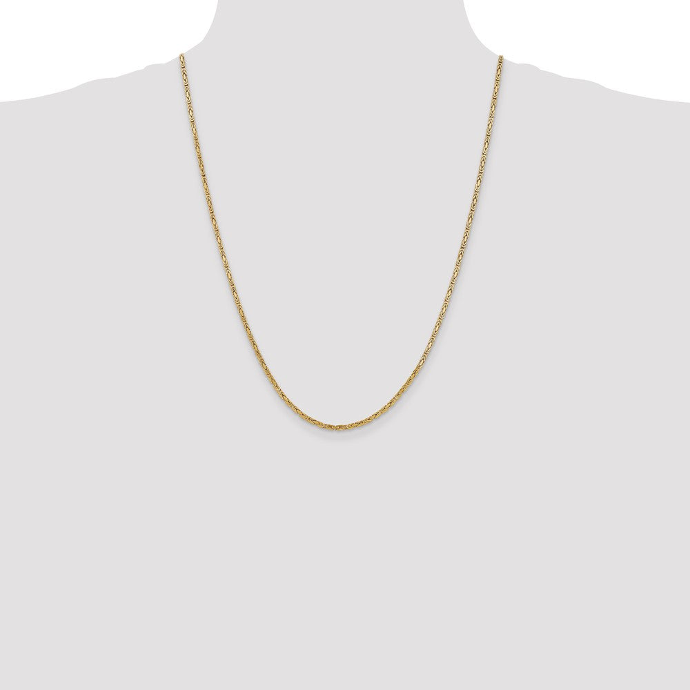 24 Inch 10K Yellow Gold 10K 2mm Byzantine Chain Necklace