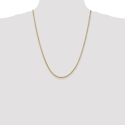 24 Inch 10K Yellow Gold 10K 2mm Byzantine Chain Necklace
