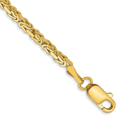 7 Inch 10K Yellow Gold 10K 2mm Byzantine Chain Bracelet