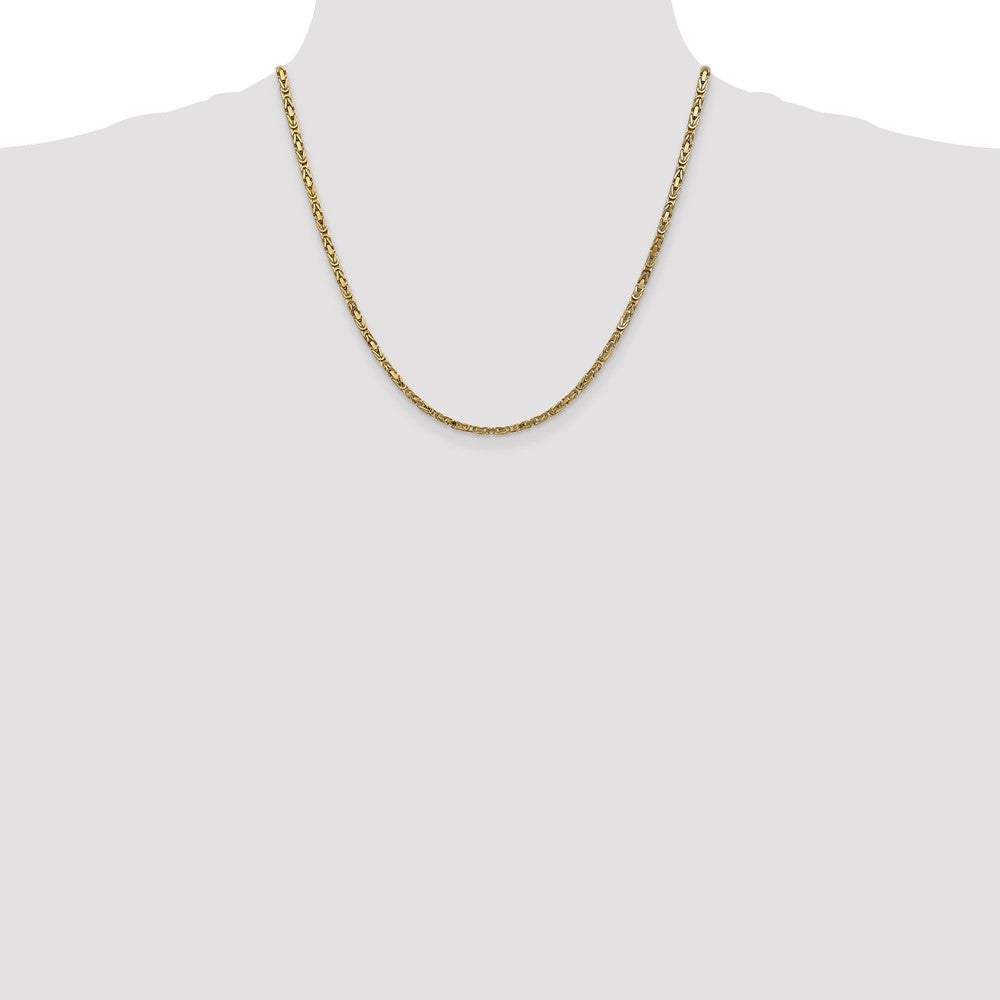 2 Inch 10K Yellow Gold 10K 2.5mm Byzantine Chain Necklace