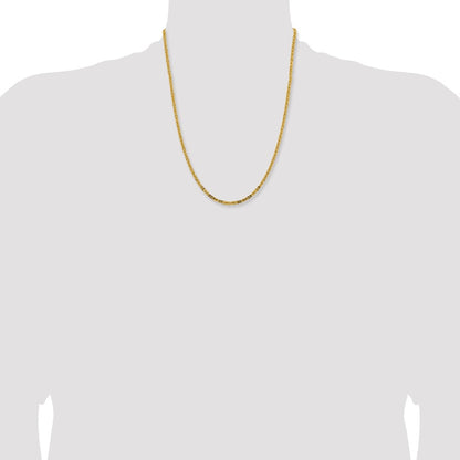 22 Inch 10K Yellow Gold 10K 2.5mm Byzantine Chain Necklace