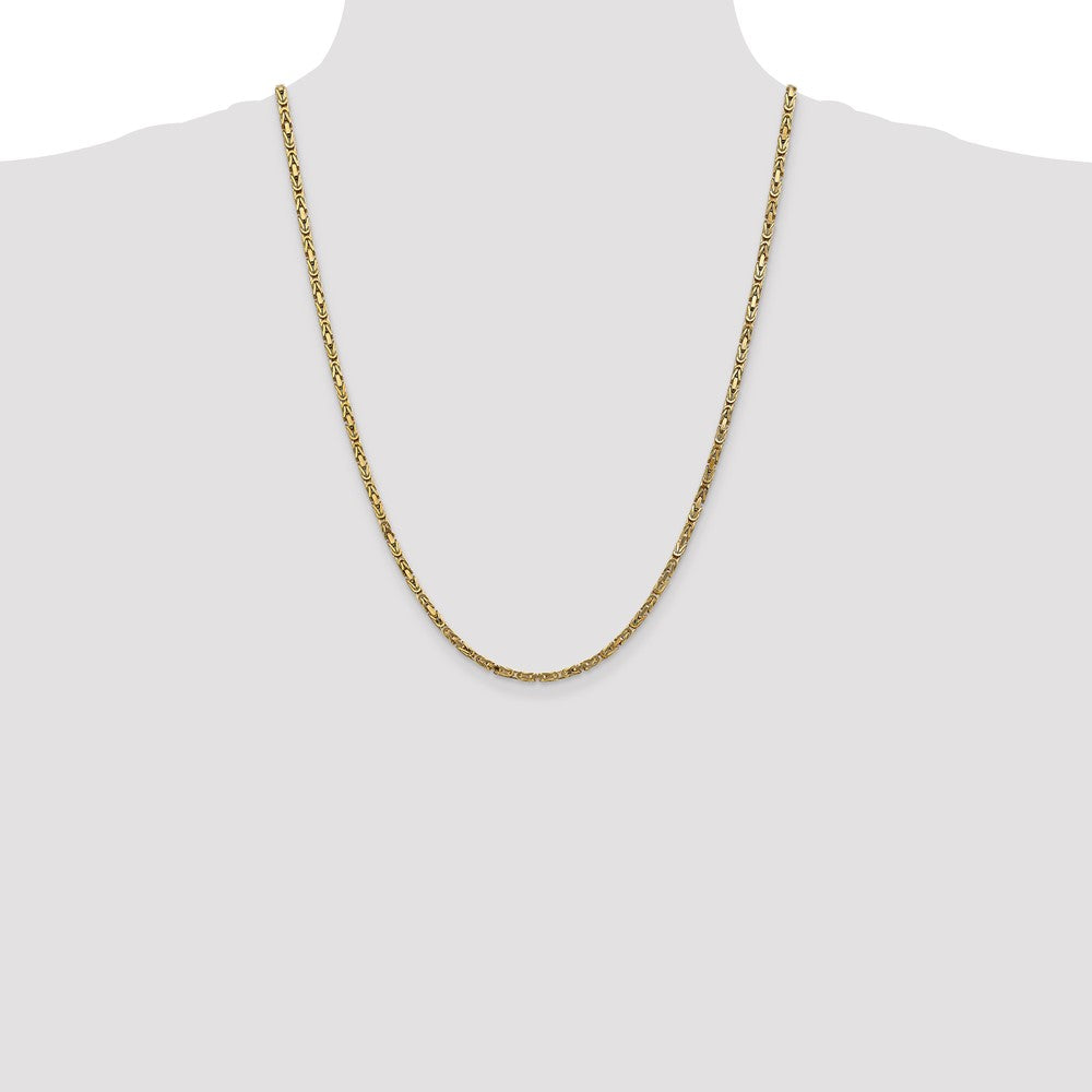 24 Inch 10K Yellow Gold 10K 2.5mm Byzantine Chain Necklace