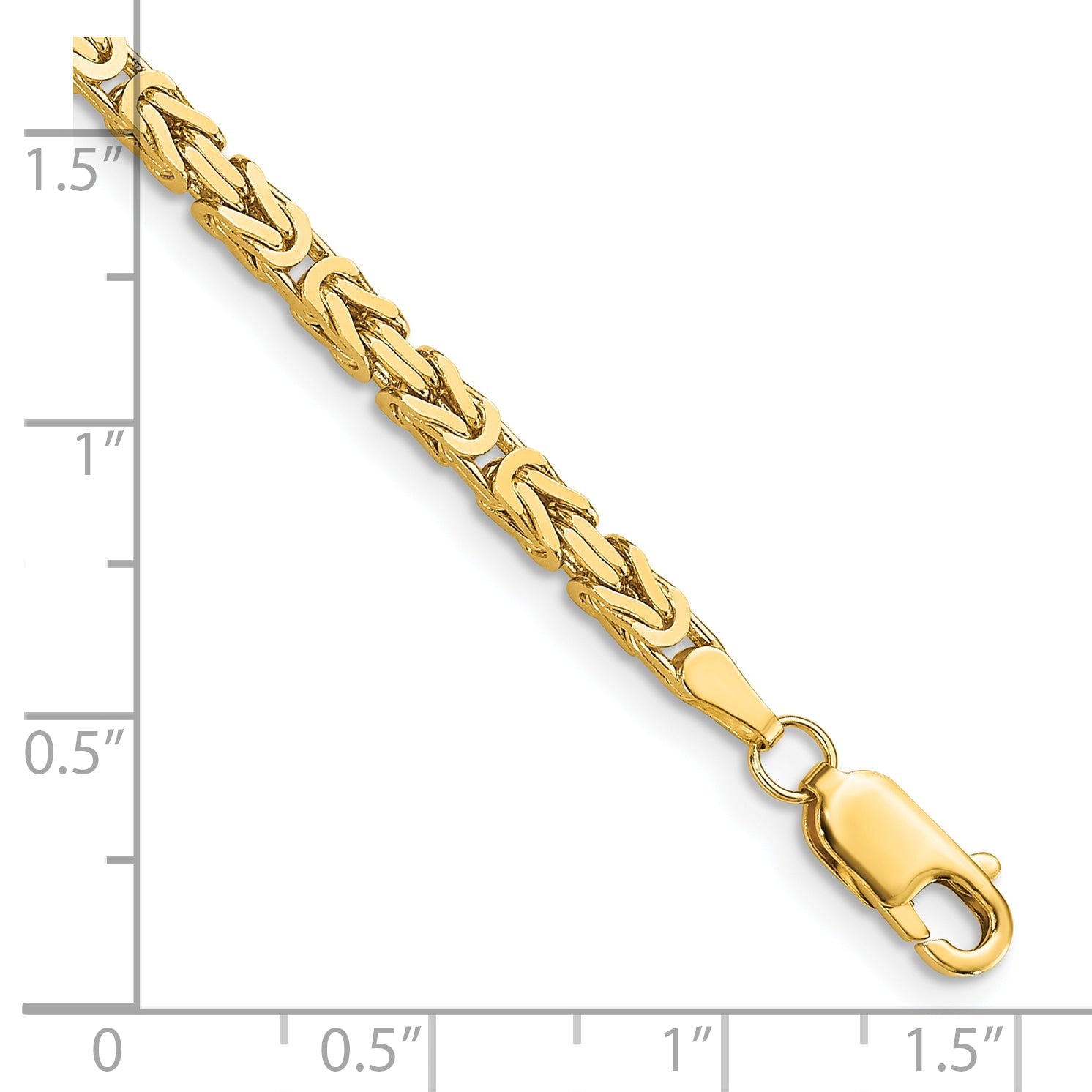 8 Inch 10K Yellow Gold 10K 2.5mm Byzantine Chain Bracelet