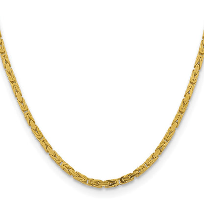 24 Inch 10K Yellow Gold 10K 3.25mm Byzantine Chain Necklace