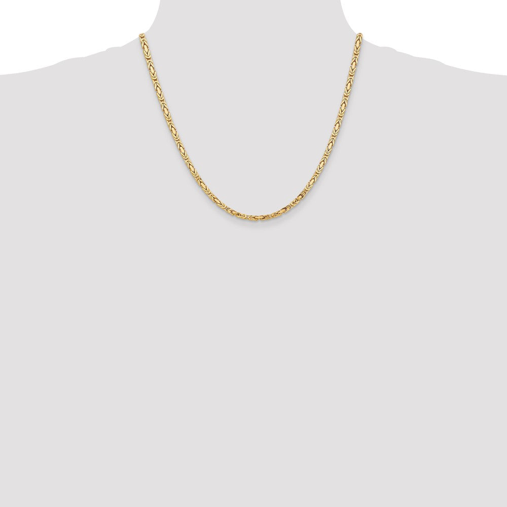 2 Inch 10K Yellow Gold 10K 3.25mm Byzantine Chain Necklace