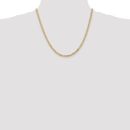 2 Inch 10K Yellow Gold 10K 3.25mm Byzantine Chain Necklace