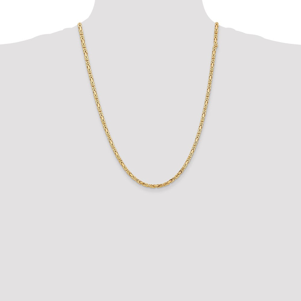24 Inch 10K Yellow Gold 10K 3.25mm Byzantine Chain Necklace