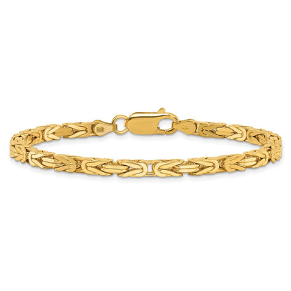 7 Inch 10K Yellow Gold 10K 3.25mm Byzantine Chain Bracelet