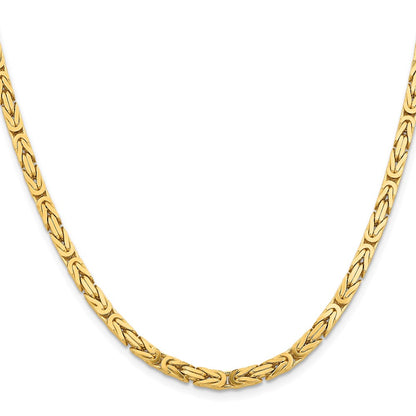 3 Inch 10K Yellow Gold 10K 4mm Byzantine Chain Necklace