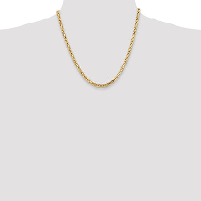 2 Inch 10K Yellow Gold 10K 4mm Byzantine Chain Necklace