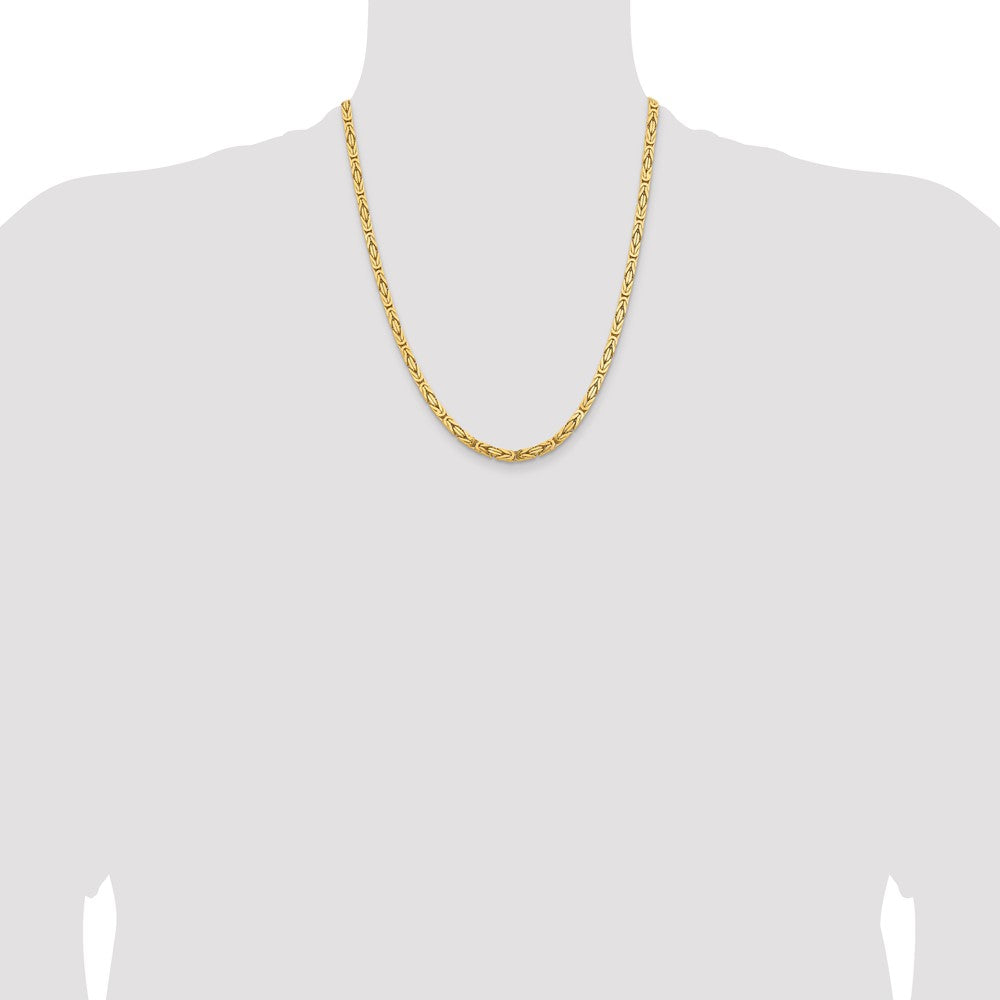 22 Inch 10K Yellow Gold 10K 4mm Byzantine Chain Necklace