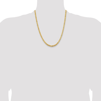 22 Inch 10K Yellow Gold 10K 4mm Byzantine Chain Necklace