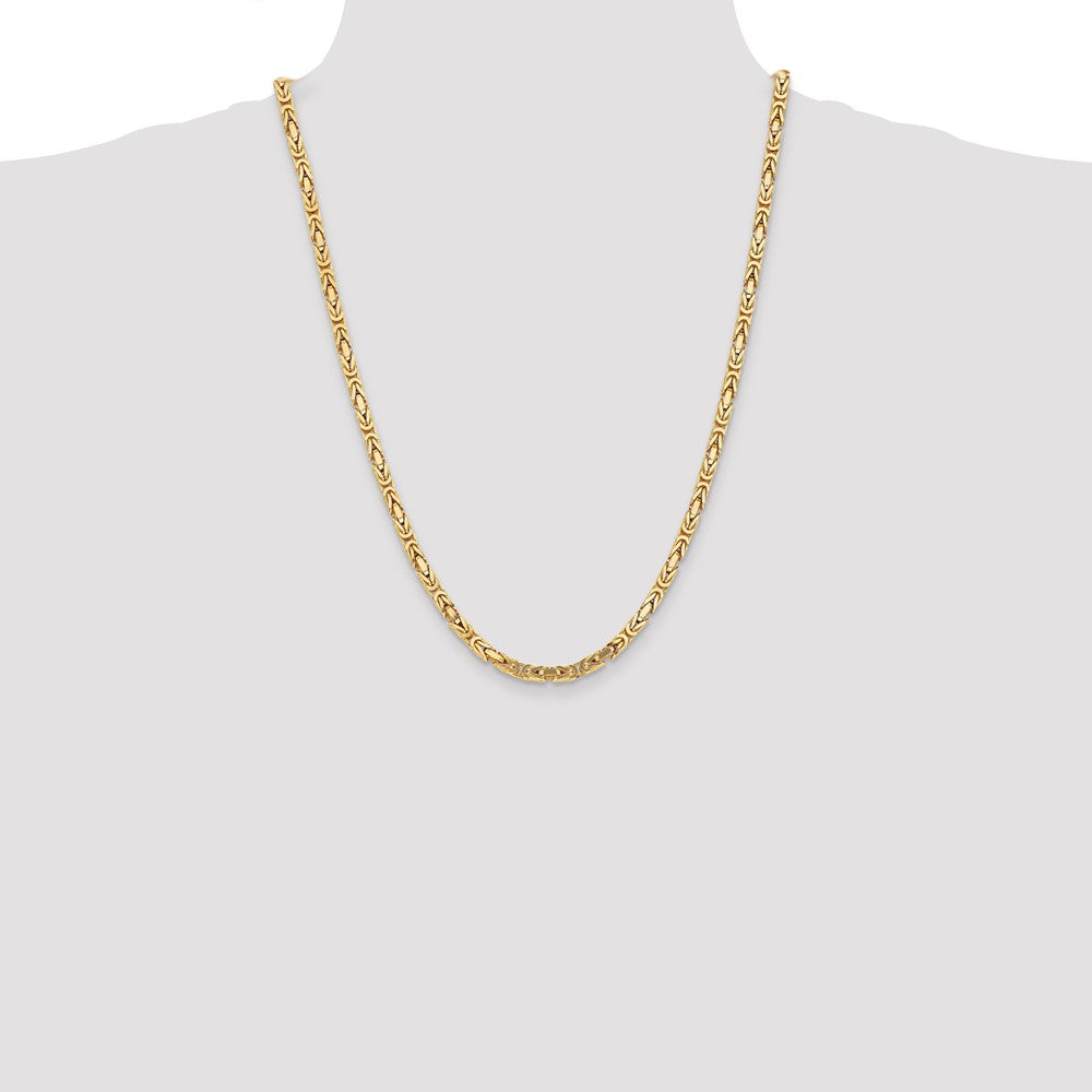 24 Inch 10K Yellow Gold 10K 4mm Byzantine Chain Necklace