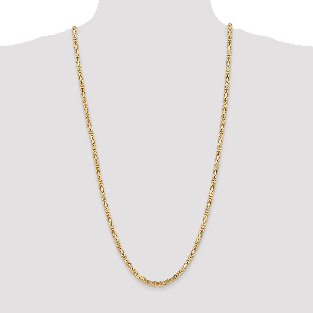 3 Inch 10K Yellow Gold 10K 4mm Byzantine Chain Necklace