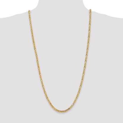 3 Inch 10K Yellow Gold 10K 4mm Byzantine Chain Necklace