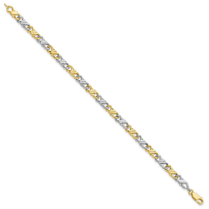 10k Two-tone Solid Polished Fancy Bracelet
