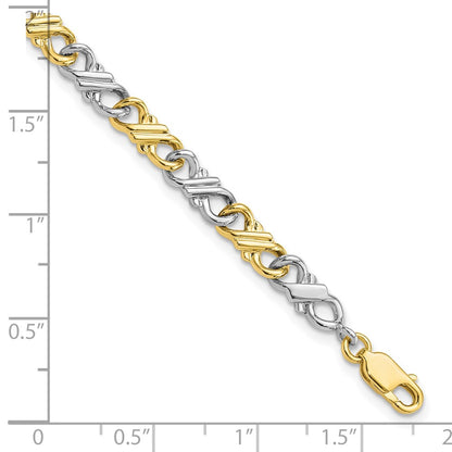 10k Two-tone Solid Polished Fancy Bracelet