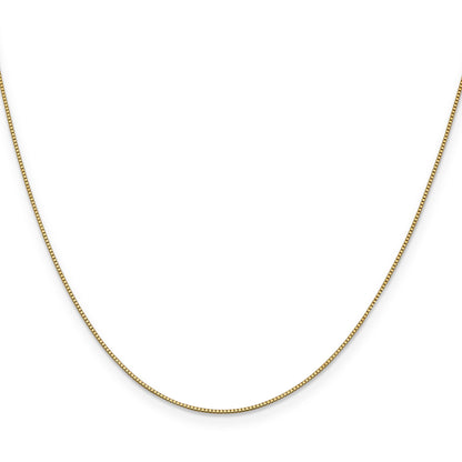22 Inch 10K Yellow Gold .7mm Box With Lobster Clasp Chain Necklace