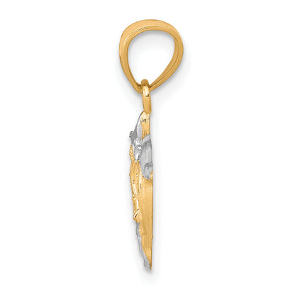 10k Yellow w/Rhodium Small Dolphin Charm