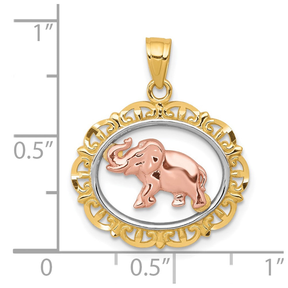 10k Two-tone with White Rhodium Elephant Charm