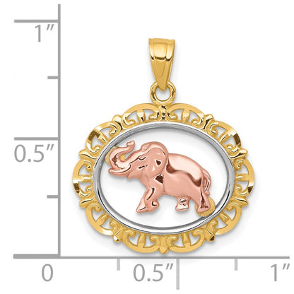 10k Two-tone with White Rhodium Elephant Charm