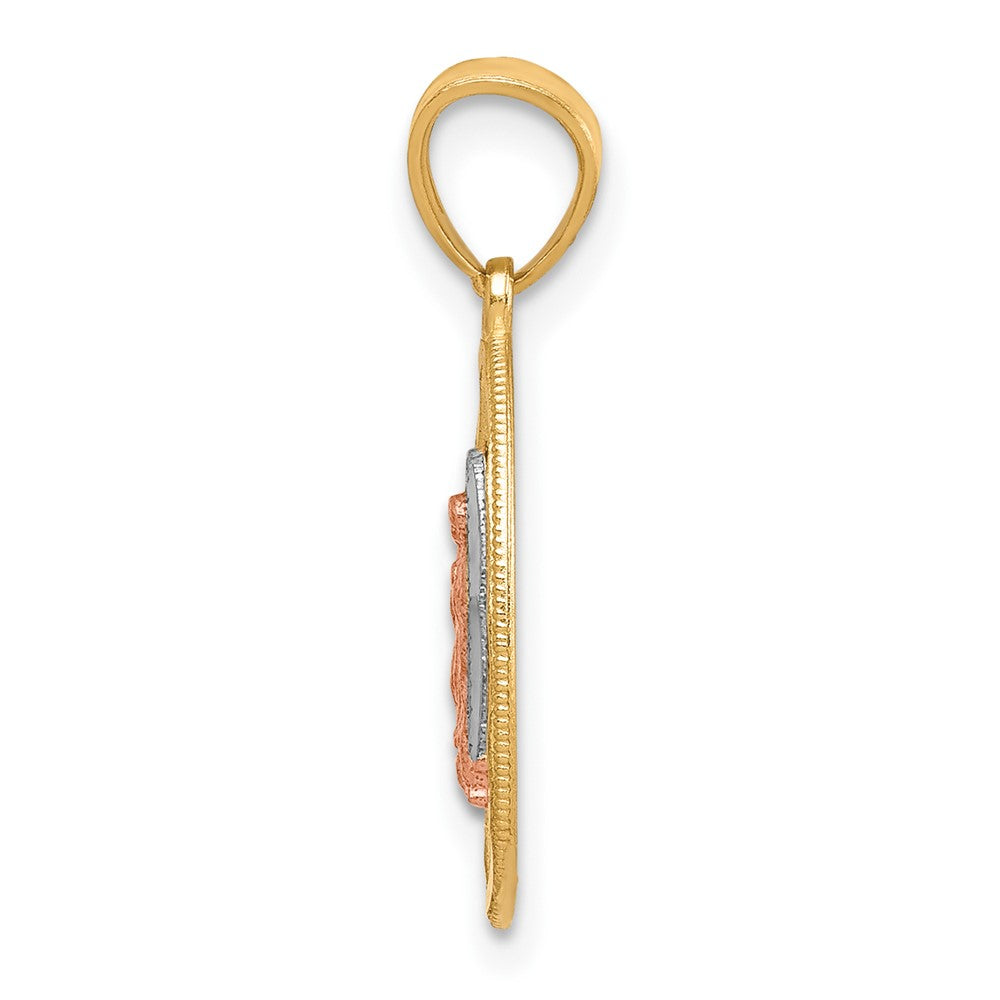 10k Two-tone with White Rhodium Our Lady of Guadalupe Pendant