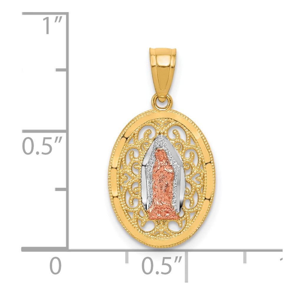 10k Two-tone with White Rhodium Our Lady of Guadalupe Pendant
