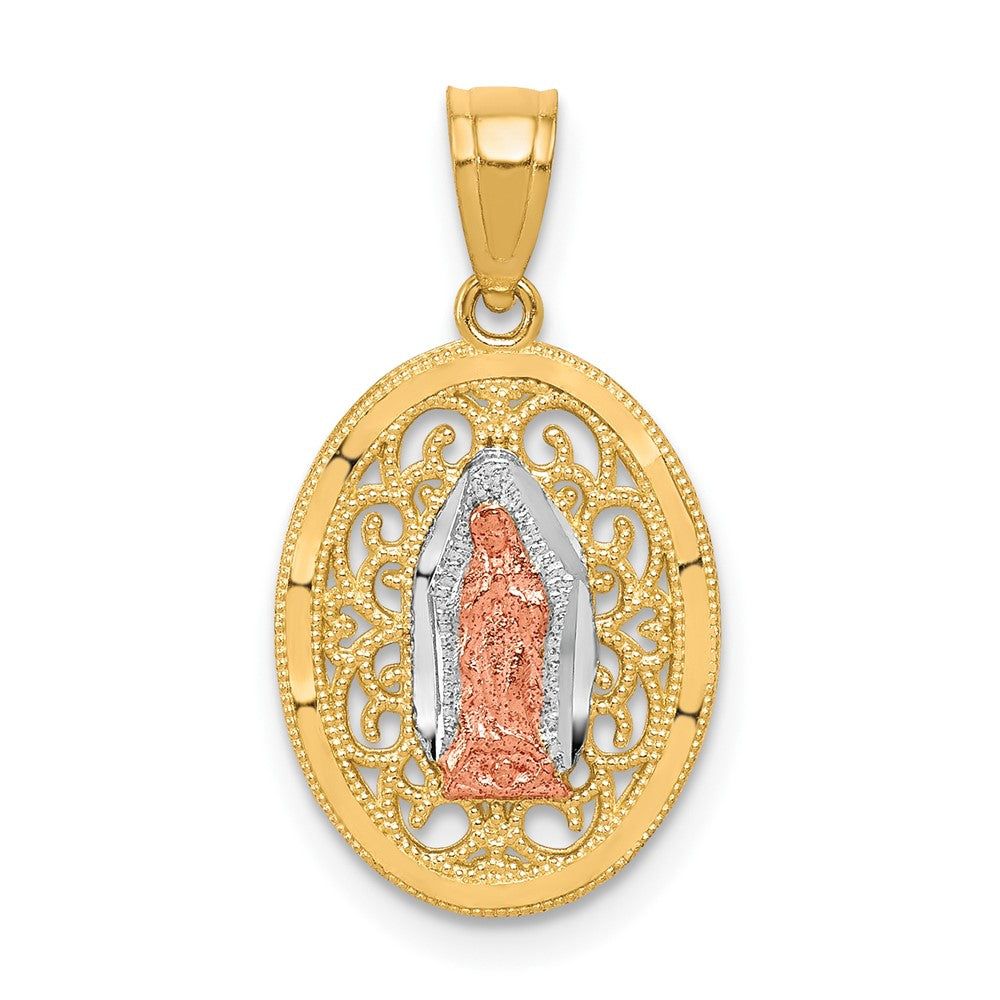 10k Two-tone with White Rhodium Our Lady of Guadalupe Pendant