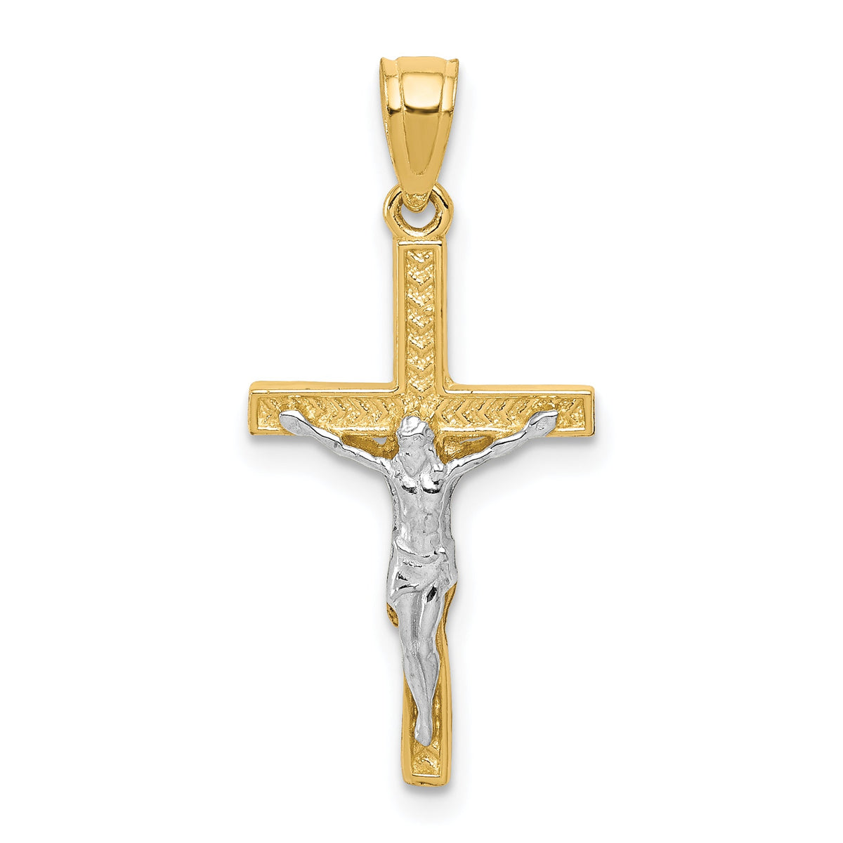 10k Yellow w/Rhodium w/ Rhodium Crucifix Pendant (10C1050) – Goldia.com.au