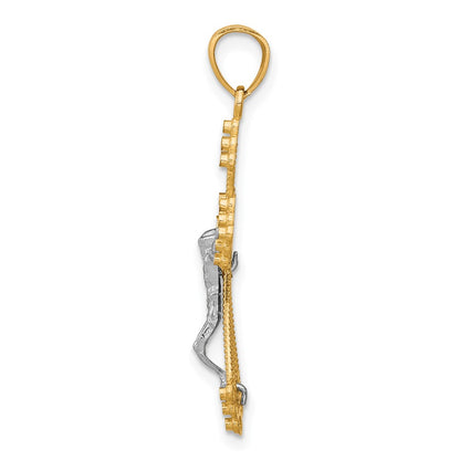 10k Yellow w/Rhodium & Rhodium Crucifix Pendant