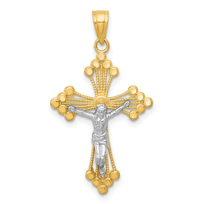10k Yellow w/Rhodium & Rhodium Crucifix Pendant